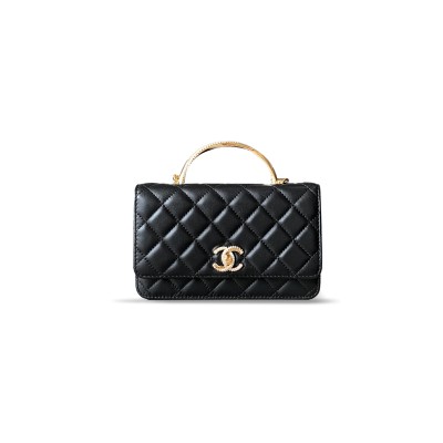CHANEL LARGE CLUTCH WITH CHAIN LAMBSKIN, STRASS & GOLD-TONE METAL BLACK 796353 (19.2**12.3*3.5cm)